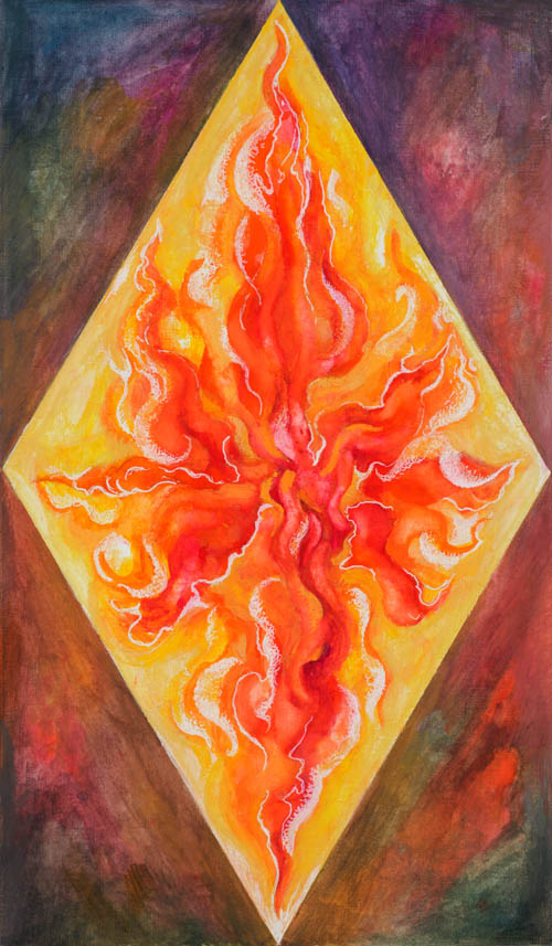Nino Japaridze - Ace of Fire (As de Feu) - Japaridze Tarot - 2012-2013 mixed media painting